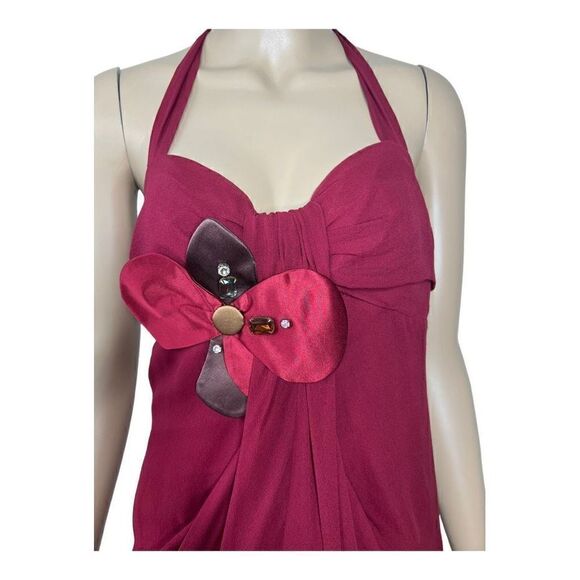 NWT Meghan Fabulous Silk Halter Flower Corsage  Boho Dress - Picture 4 of 11